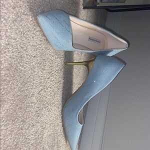 Yuanshilin Blue Heels with Gold Stiletto